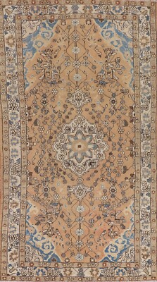 Vintage Muted Rust/ Ivory Mahal Floral Hand-knotted Wool Traditional Rug 5'x10'