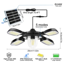 Solar Lights Indoor Outdoor Solar Pendant Light 180/228 LED Shed Lamp Motion Sen