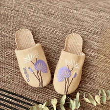 Women's Linen House Slippers, Birthday Gift for Her, Spa Casual Slippers ZY005