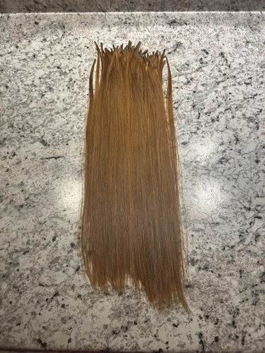 Real Hair Extensions, light brown, 16 inches, BELLAMI, 90 microbeads, used