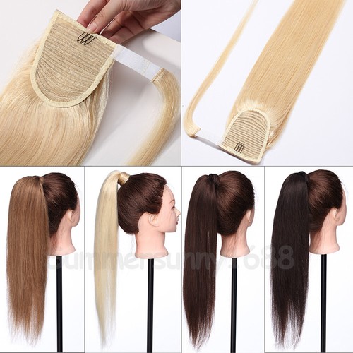 Ponytail Extension Thick Clip in 100% Real Remy Human Hair Wrap Around Hairpiece - Picture 7 of 40