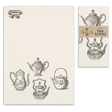 Flour Sack Tea Towel - "Tea Service" Teapot Design - 100% Cotton CTW 