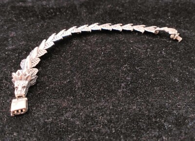 925 Sterling Silver Quetzalcoatl Dragon Bracelet Handmade Taxco