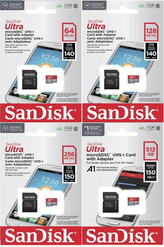 SanDisk Ultra Micro SD Card 32GB 64GB 128GB 256GB 512GB Memory Card SDHC SDXC TF