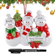 Personalized Snowman Christmas Ornament 2025, Custom Engraved Names  Year, C...