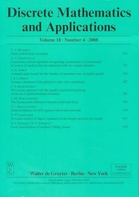 Discrete Mathematics and Applications. Volume 18, Number 4, 2008. Kolchin, V. F.