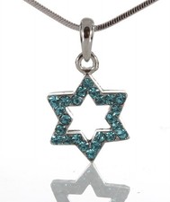 Collar "Estrella de David" Pedent amuleto de la suerte plateado judío Judaica