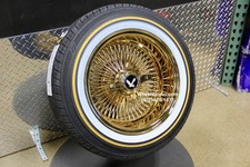 New 14x7 All Gold 100 Spoke Deep Dish Wire Wheels Vogue 1757014 Tires Set New 14x7 All Gold 100 Spoke Deep Dish Wire Wheels Vogue 1757014 Tires Set