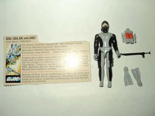 Seal Torpedo GI Joe 1983  W/ filecard  100% Complete