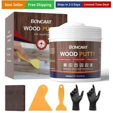 32oz Wood Filler Putty - White, Paintable Furniture Repair Kit for Quickly Fi...