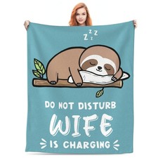 Charging Soft Sloth Throw Blanket Cozy Present Birthday Wife 60x50 Inch