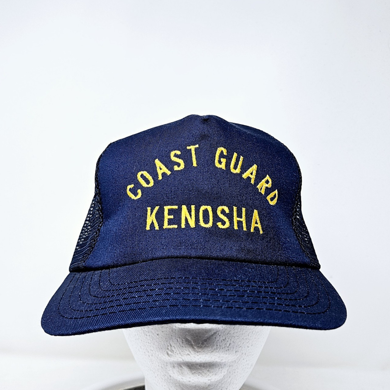 Vintage 80s 90s Made In USA Blue Mesh Coast Guard Trucker Hat