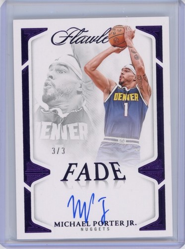 2024-25 Panini Flawless Michael Porter Jr. Fade Auto Autogramm Amethyst #D 3/3
