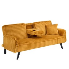 Orange corduroy sofa suitable for sitting and lying in the living room