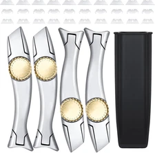 4 Pcs Heavy Duty Shark Knife Carpet Knife with 30 Pcs Replacement Knife Blades R