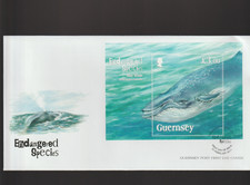 Guernsey 2011 Endangered Species Blue Whale &pound;3 M/Sheet FDC per scan