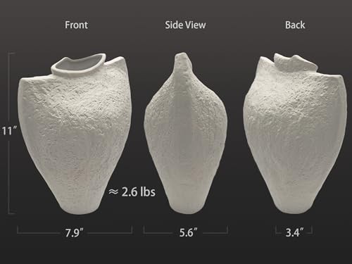 Large Ceramic Vase for Decor Living Room, 11 inch Tall White Ceramic Flower - Picture 3 of 7