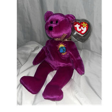 Ty Beanie Babies Millennium 1999 Purple Bear Plush, Ages 3-4  4-7