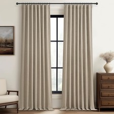 GreyBeige 108 Inch Curtains 2 Panel Set Burg Modern Decorative Dark Out Cur