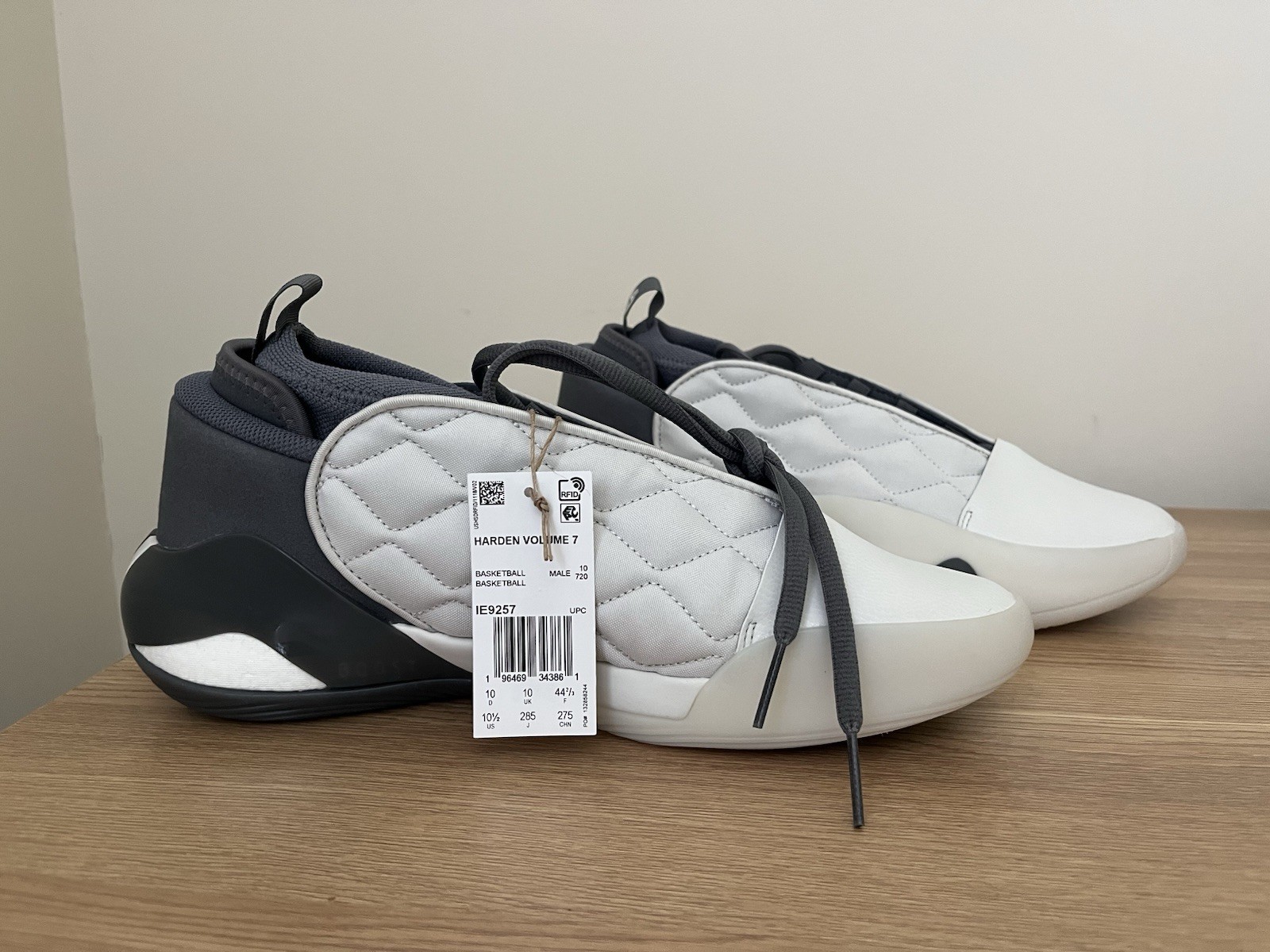 Harden Vol. 7 Men’s 10.5 Chalk White & Gray Basketball Shoes