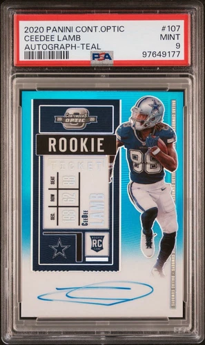 2020 Panini Contenders Optic Ceedee Lamb Autograph Teal Rookie Ticket
