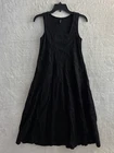 Inizio Womans Maxi Dress Black Solid Small Linen Blend Sleeveless Midi Italy