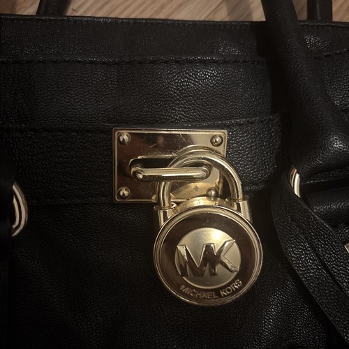 Michael Kors Hamilton Black Leather Medium to Large Tote Ladies Shoulder Bag - Picture 8 of 13