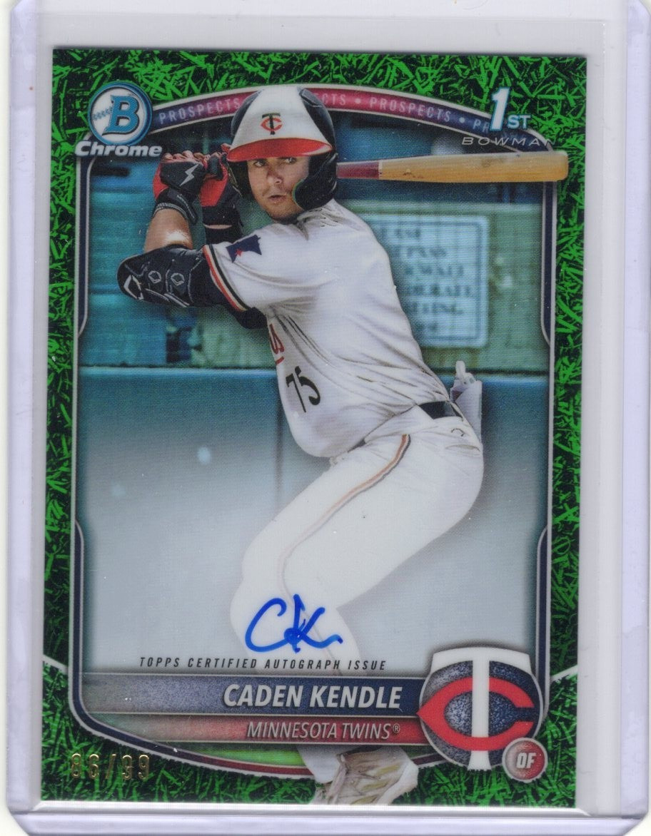 CADEN KENDLE 2025 BOWMAN CHROME 1ST AUTOGRAPH GREEN GRASS AUTO 86/99