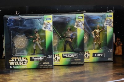 Star Wars Potf2 C-3PO, Luke and Leia Special Limited edition With Coin -Set of 3