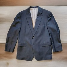 Hart Schaffner Marx Mens 46 R Suit Coat Gray Pinstriped Blazer Jacket