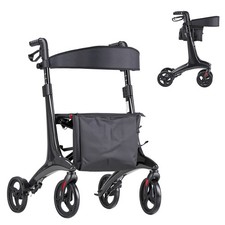 Uimoso Foldable Lightweight Rollator Walker with Seat for Seniors