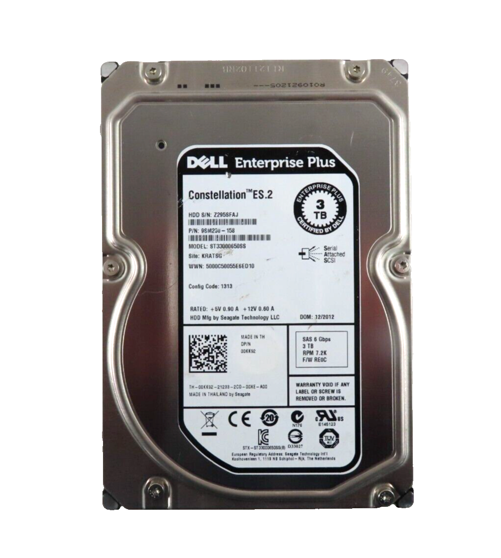 Dell Enterprise Plus 3TB SAS 3.5"" 7200RPM 6GB HDD - 0KK92