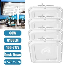 60W Low Bay LED Canopy Lights for Gas Station Garage Barn Shop Photocell (4Pack)