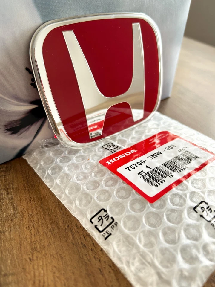 2x Red JDM Honda Front Grill and Rear Trunk Emblems Badges Fit 2006-2015 Civic - Image 3 of 4