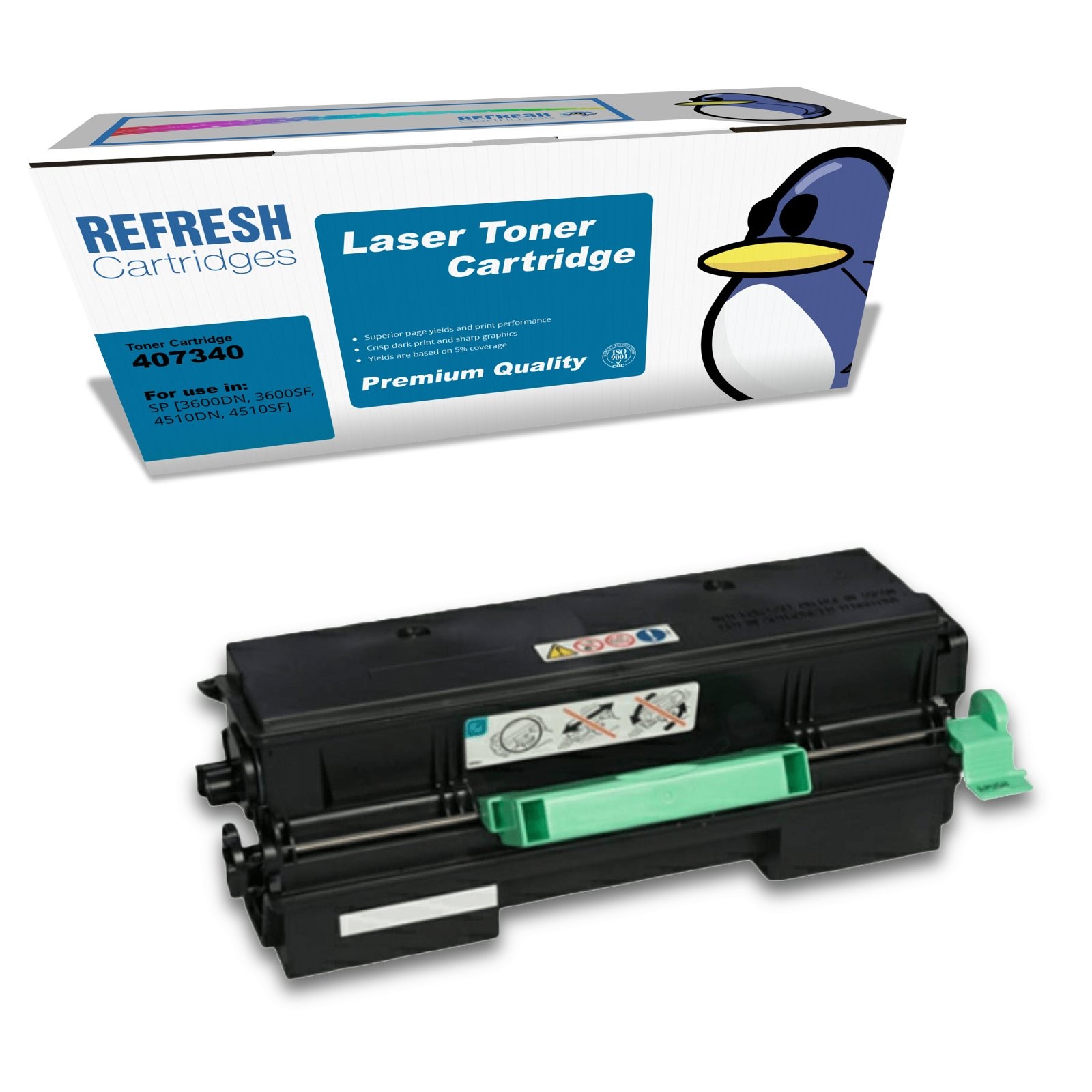 Refresh Cartridges Black 407340 Toner compatible With Ricoh Printers