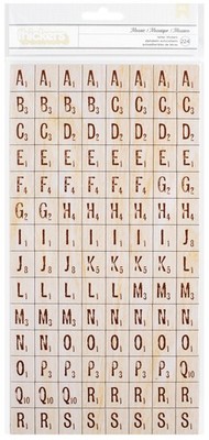 American Crafts Spanplatte Alphabet Aufkleber-Mosaik-Naturholz, 224/Pkg-53382