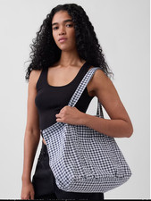Gap Logo Tote Bag Color Black Gingham