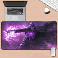 40 90cm Gothic Skeleton with Purple Energy Design Mouse Pad - Large, Non-Slip Ru