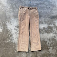 Vintage 70's flare Pants Mens 36x30 Beige Corduroy Chino Straight Casual Fit