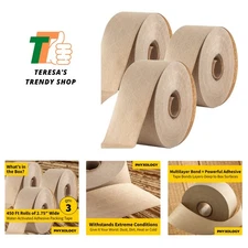 Ultra Durable Water-Activated Tape for Secure Packing 3Pk. 2.75 in, 450 Ft Br...
