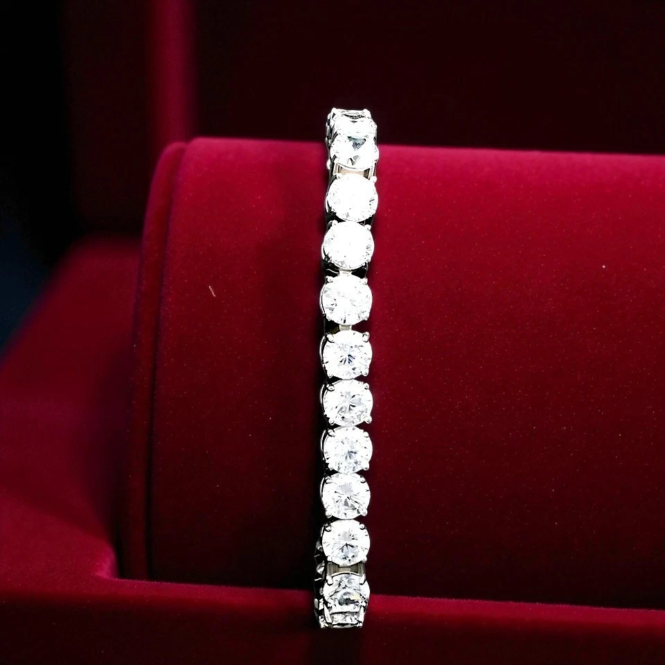 15Ct Lab Diamond Tennis Bracelet ✨ 5mm 14K White Gold Plated Round Cut - Image 2 of 2