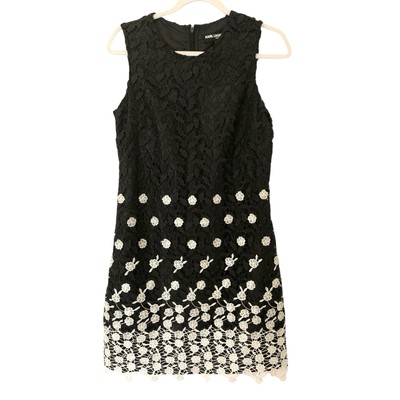 NEW Karl Lagerfeld Mini Dress Size 4 Black White Floral Lace Feminine  Sleeveless | eBay