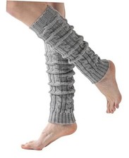 Cable Knit Winter Leg Warmers for Women 80s Accessories Made in Standard Grey