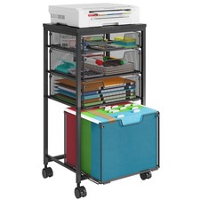 Rolling File Cart with 4 Storage Drawers, Filing Cabinet for Home Office, Han...