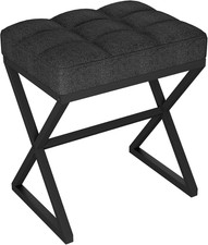 Pouf Sgabello per Trucco, Poggiapiedi per Piedi, Sgabello Con Seduta in Lino, Ot