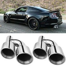 Dual 2.5 In 4 Out Quad Exhaust Tip Double Wall Slant Cut For Ford Mustang Gt