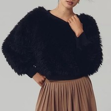 Daily Practice Anthropologie Fluffy Crewneck Sweatshirt Black Medium