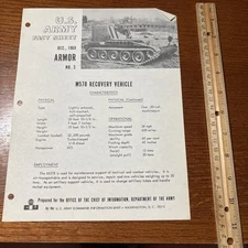 VTG 1969 U.S Army Fact Sheet Armor 3: M578 Recovery Vehicle - Military  Tank
