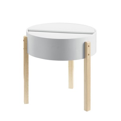 Bodfish White Natural Round End Table Side Table Living Room Bedroom