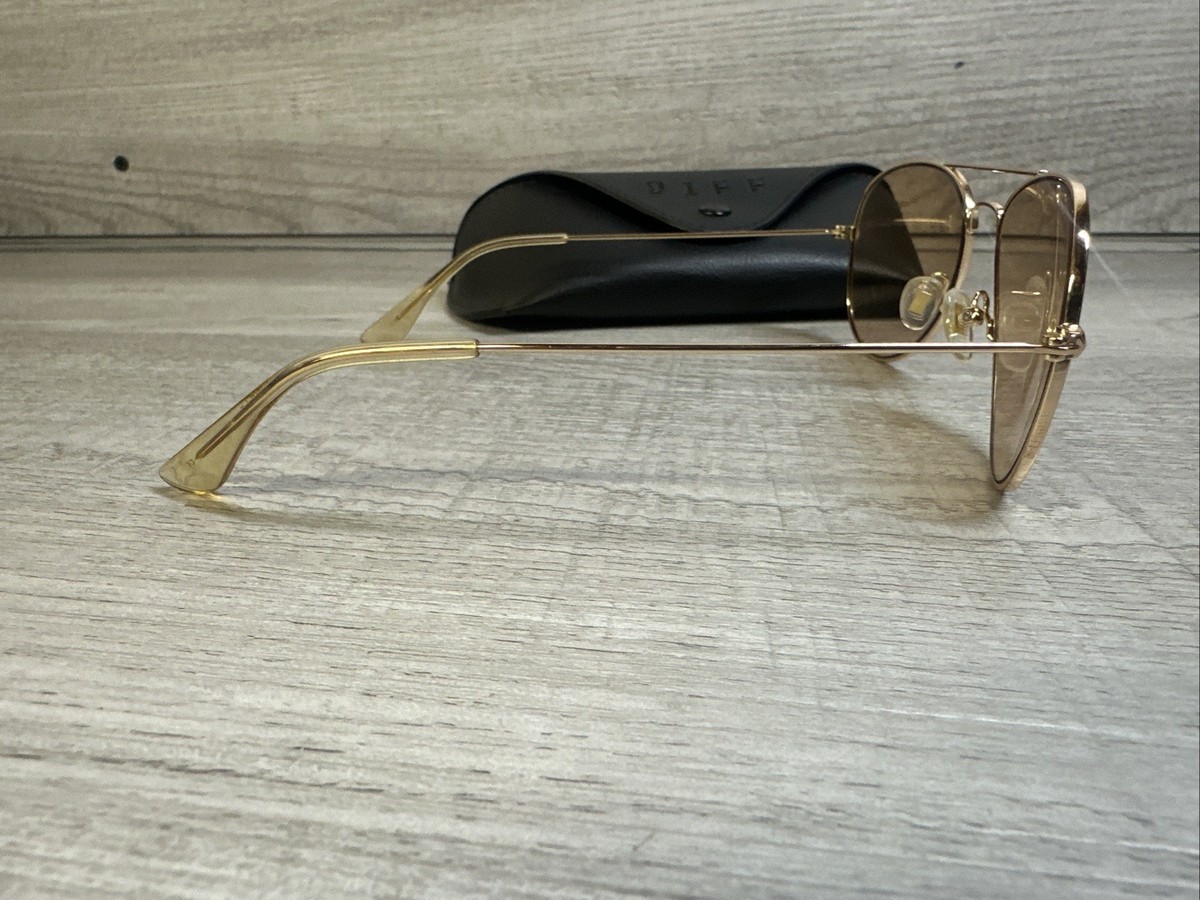 Diff Eyewear Gold Sunglasses Aviators With Case | eBay